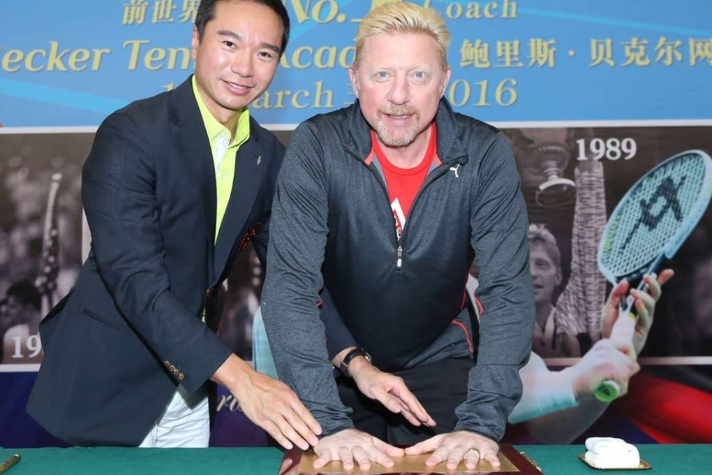 Mission Hills vice-chairman Tenniel Chu and Boris Becker at the launch of the academy