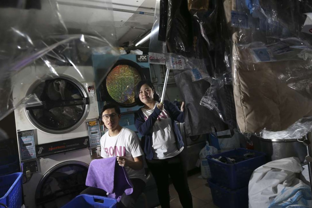 Kelvin Lee and Elaine Leung, co-founders of start-up Boni, an app that helps busy Hongkongers take care of laundry. Photo: Felix Wong.