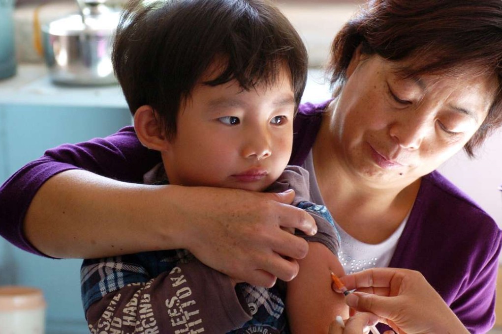 A child receives a vaccination for measles in a clinic in Ningxia. Photo: Xinhua