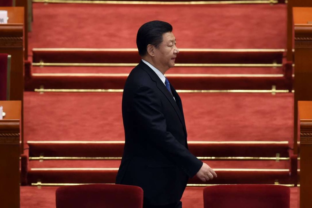 President Xi Jinping arrives for a session of the National People's Congress in the Great Hall of the People in Beijing, where a new five-year plan was approved. Photo: AFP