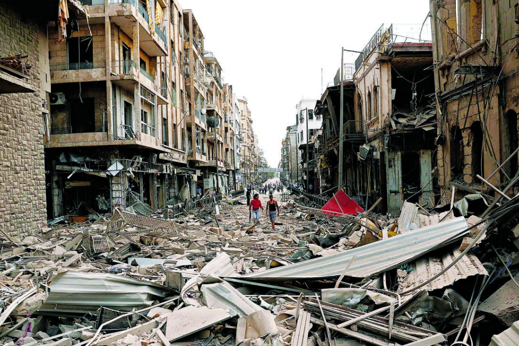 Years of war has left much of Syria in ruins such as this section of the city of Aleppo. There are now claims North Korean units are on the ground on the side of President Bashar al-Assad. Photo: EPA