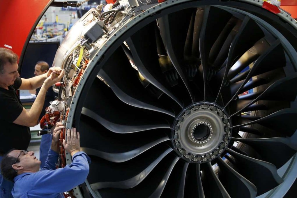 Technicians work on a new-generation LEAP turbofan engine at Villaroche, near Paris, France. centrifugal compressors are used in the manufacture of jet engines. Photo: REUTERS, Philippe Wojazer