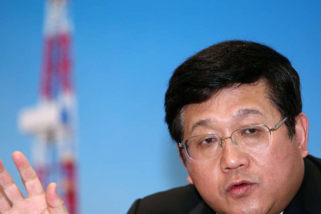 Sinopec Oilfield Service Corporation Chairman Jiao Fangzheng attends Sinopec Oilfield Service Corporation’s post-results press conference at Island Shangri-La in Admiralty. Photo: Nora Tam