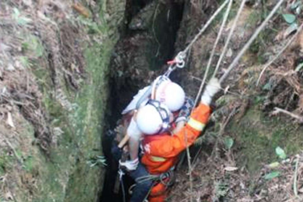 The rescue operation underway in Guizhou in southern China. Photo: China News Service