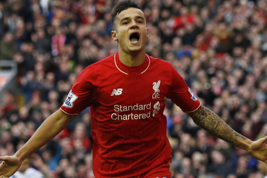 Philippe Coutinho opens the scoring for Liverpool at Anfield. Photo: Reuters