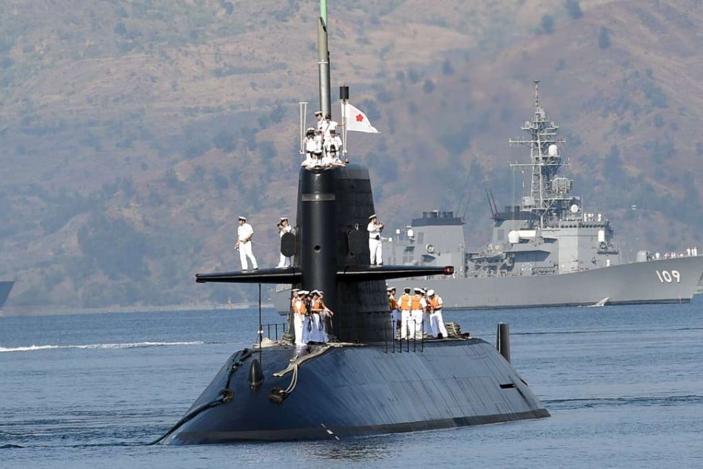 Japanese submarine Oyashio arrives at the former US naval base in Subic bay. Photo: AFP