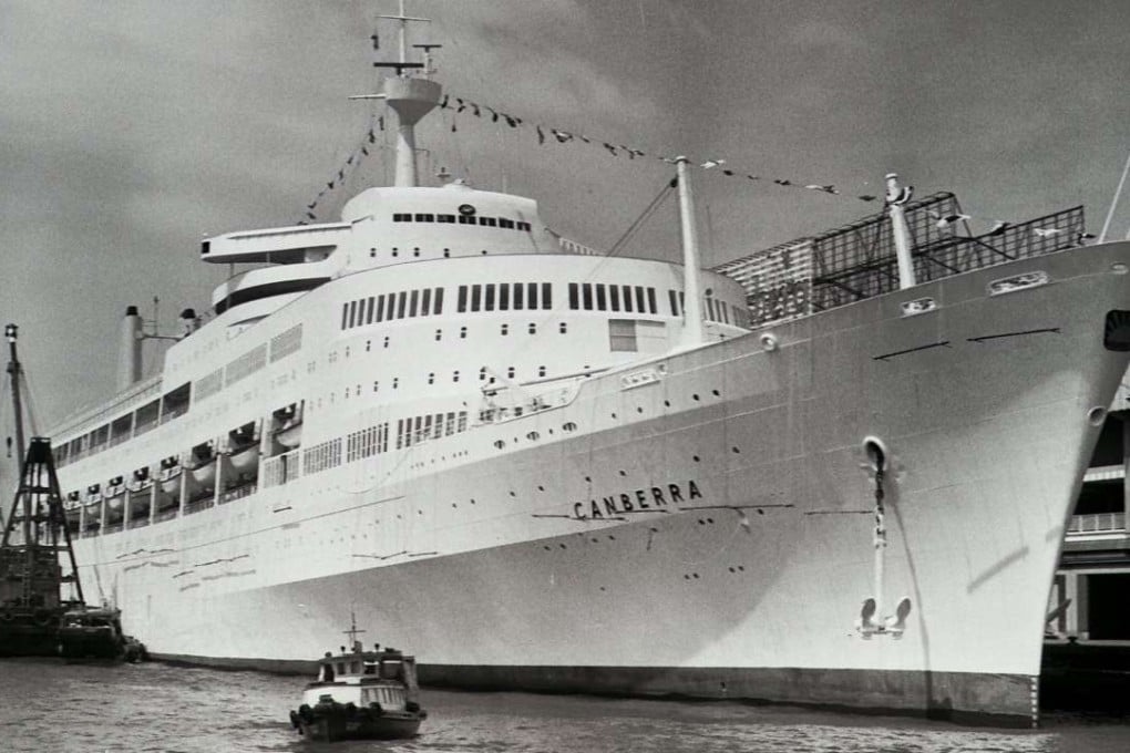 The 45,000-ton cruise liner Canberra docked at Hong Kong. Ocean Terminal was the first place in the city big enough to accommodate the ship.