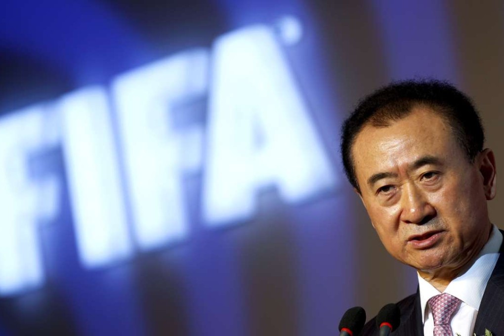 Wang Jianlin, the chairman of Dalian Wanda Group in China speaks during an event announcing strategic partnership between Wanda Group and Fifa in Beijing on March 21, 2016. Photo: Reuters
