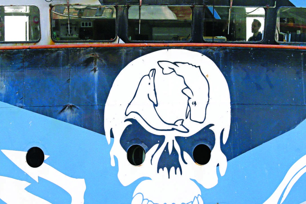 The Sea Shepherd’s flagship vessel, M/Y Steve Irwin, anchored at a pier in Central. Photo: David Wong