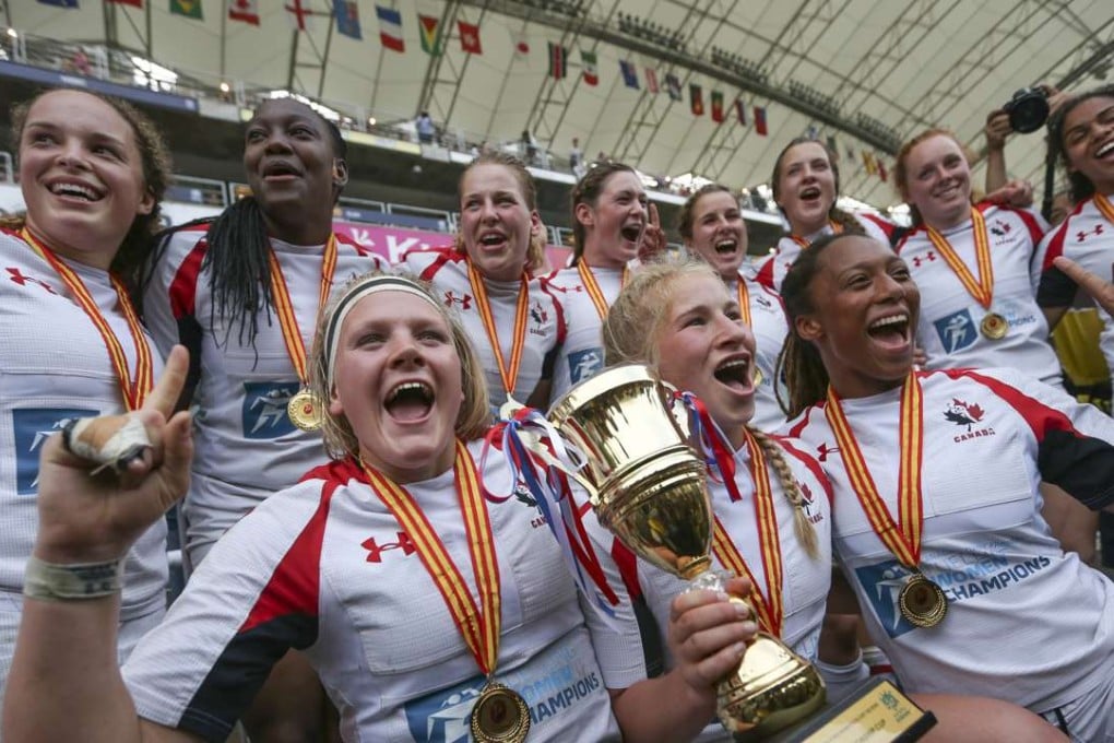 Canada win the Invitational event in Hong Kong last year. Women are expected to dominate sevens growth. Photo: Felix Wong