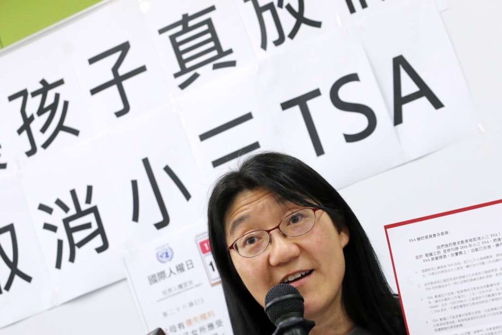 TSA concern group convenor Ho Mei-yee is one of those opposed to the standardised test in Hong Kong. Photo: Felix Wong