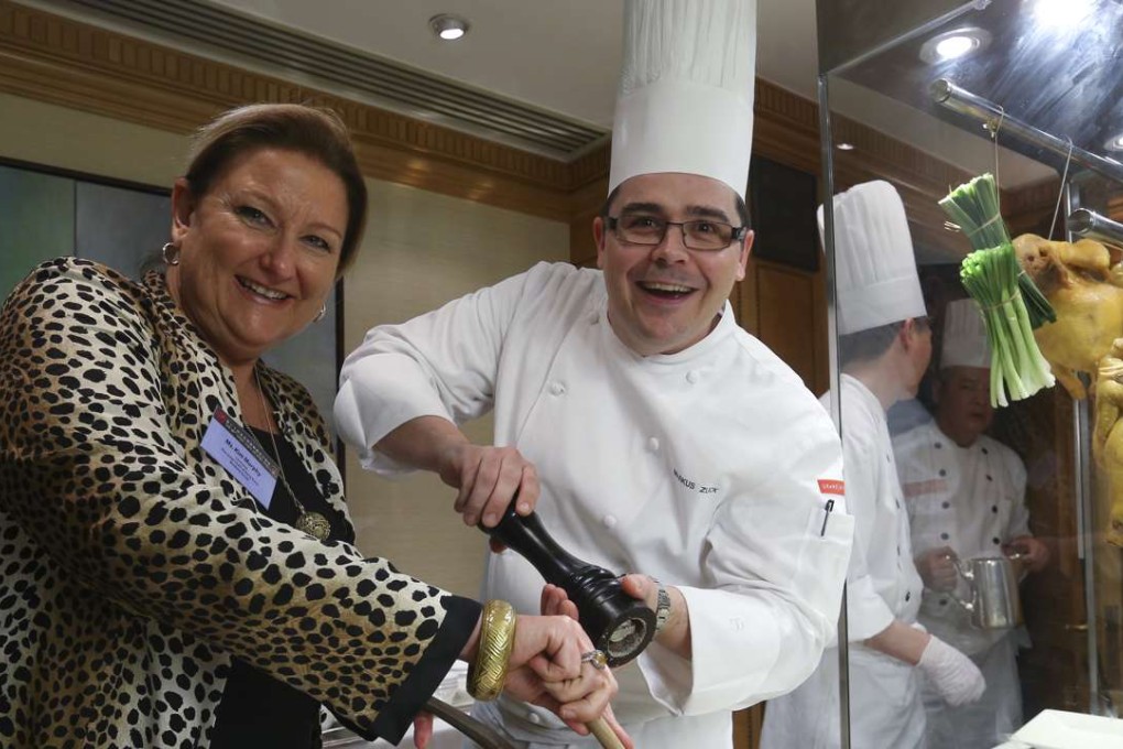 Great Chefs event organiser Kim Murphy with Markus Zuck, executive sous chef of host the Grand Hyatt Hong Kong. Photos: Edmond So