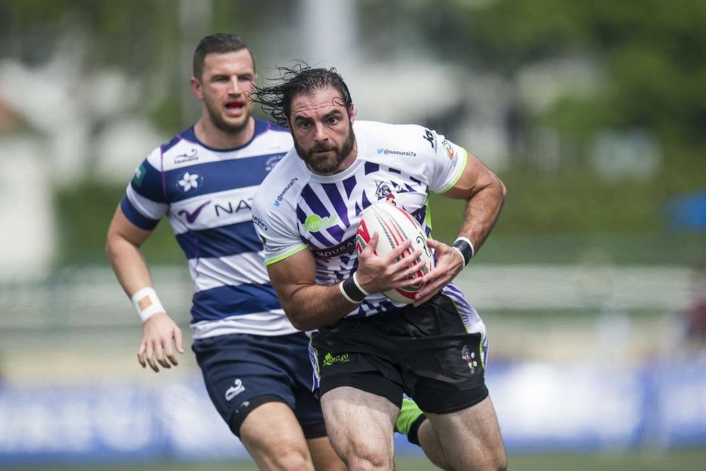 Nate Ebner playing for Samurai International at the GFI HKFC 10s. Photo: Juan Manuel Serrano/Power Sports Images