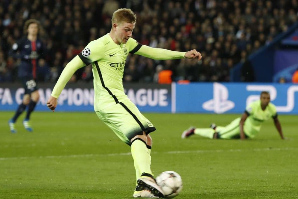 Kevin de Bruyne scores the first goal for Manchester City. Photo: Reuters