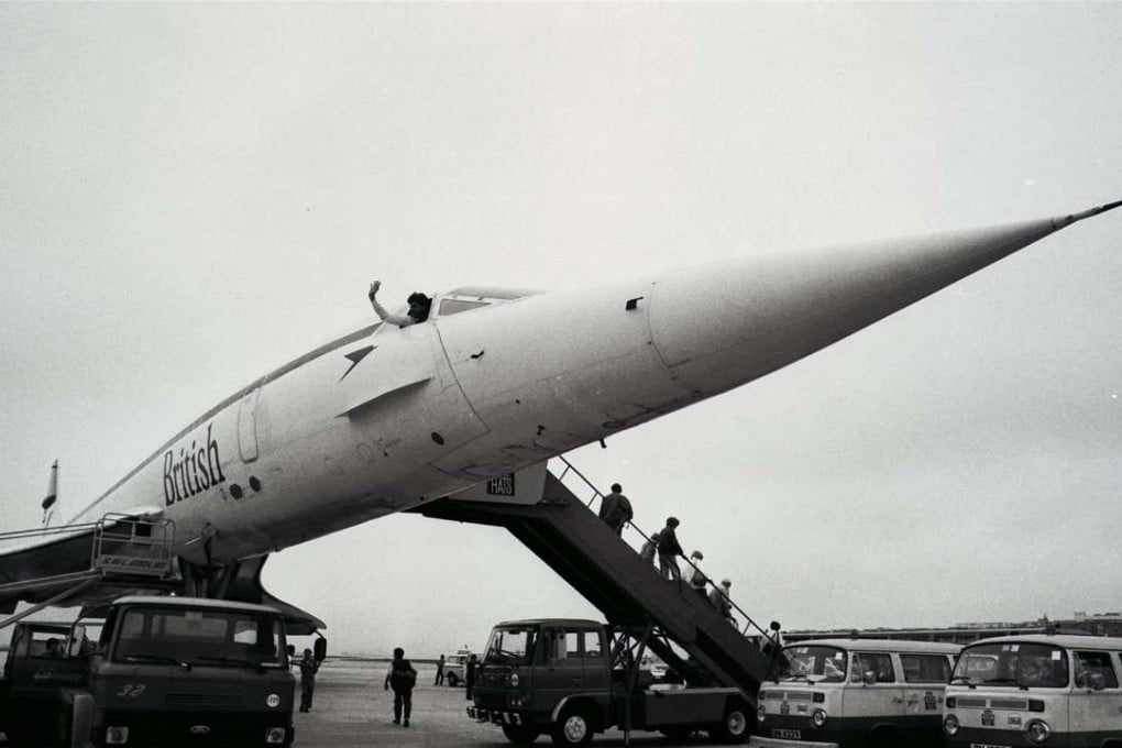 British Airways’ flagship, the Concorde, arrives at Kai Tak airport.