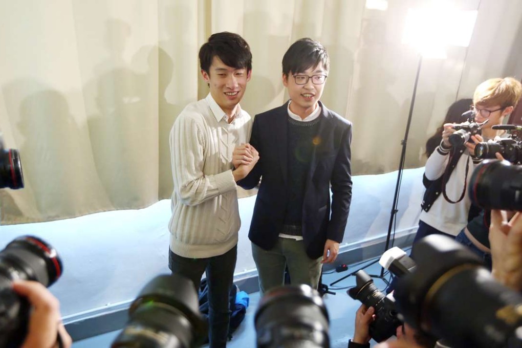 Chan Ho-tin (right) announces the formation of localist group Hong Kong National Party, with support from Youngspiration spokesperson Baggio Leung. Both Beijing and Hong Kong government officials have condemned the group. Photo: Nora Tam