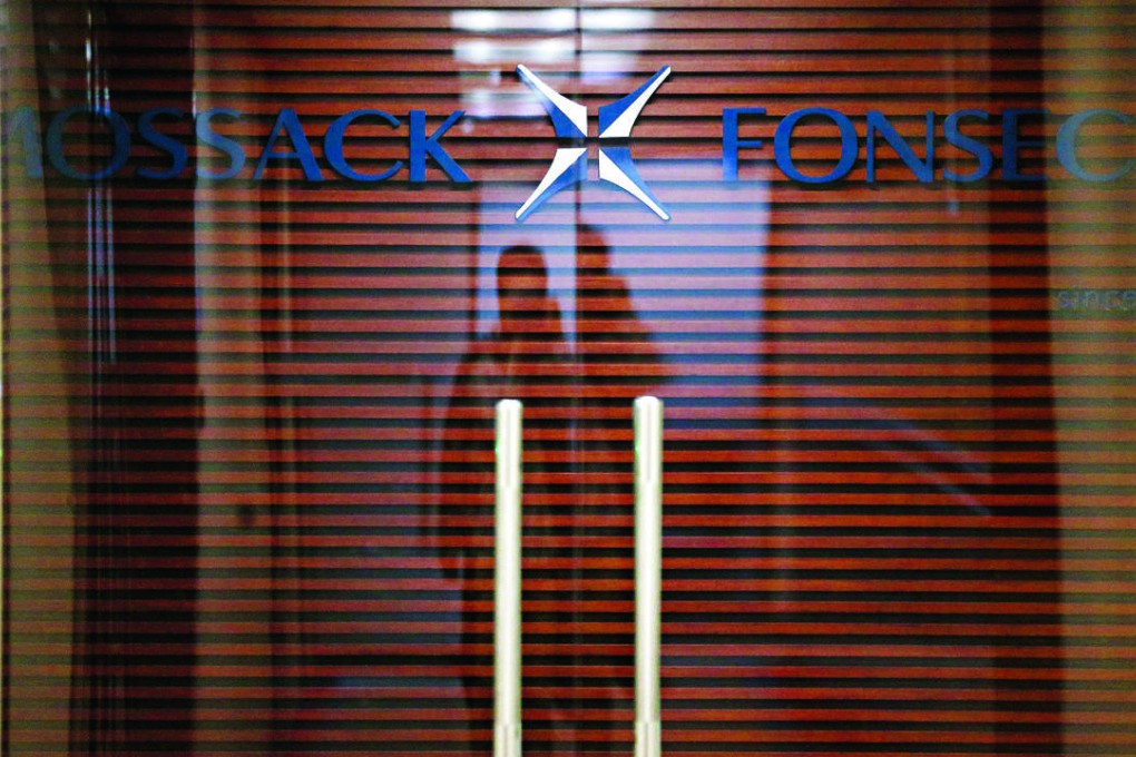 The company logo of Mossack Fonseca is pictured inside the company's office at the financial district of Pudong in Shanghai. Photo: Reuters