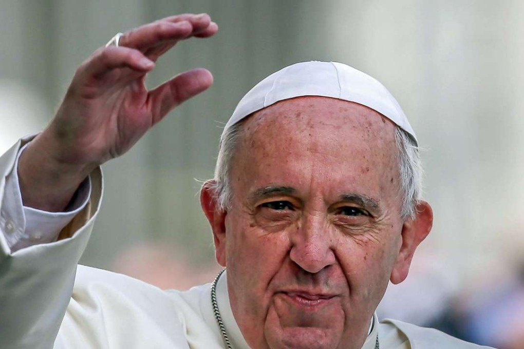 Pope Francis waves as he arrives for the General Audience in Saint Peters Square, Vatican City. The apostolic exhortation on family called 'Amoris Laetitia' (The Joy of Love) was published on Friday. Photo: EPA