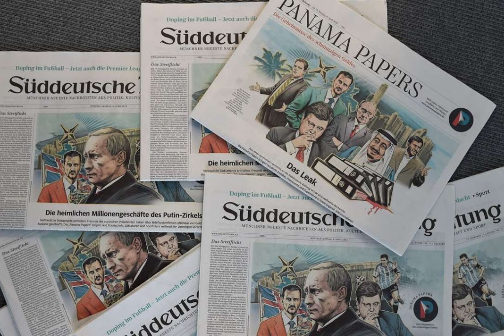 German daily Sueddeutsche Zeitung featuring the “Panama Papers” expose of 11.5 million documents allegedly exposing the secret offshore dealings of aides to Russian president Vladimir Putin, world leaders and celebrities including Barcelona striker Lionel Messi. Photo: AFP