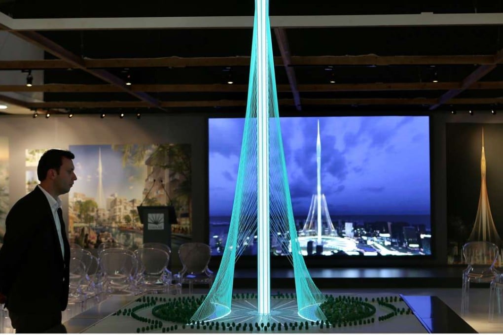 A model of the Tower Project designed by Spanish-Swiss architect Santiago Calatrava Valls, in Dubai. Photo: AP