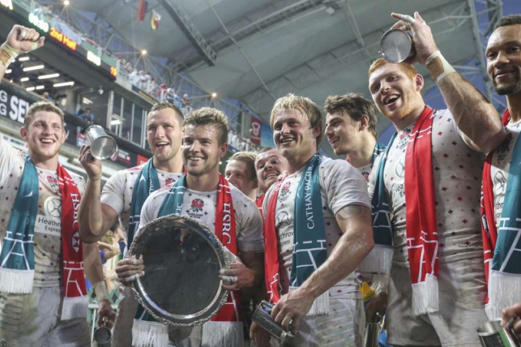 England players celebrate their Plate final victory over the USA. Photo: KY Cheng/SCMP