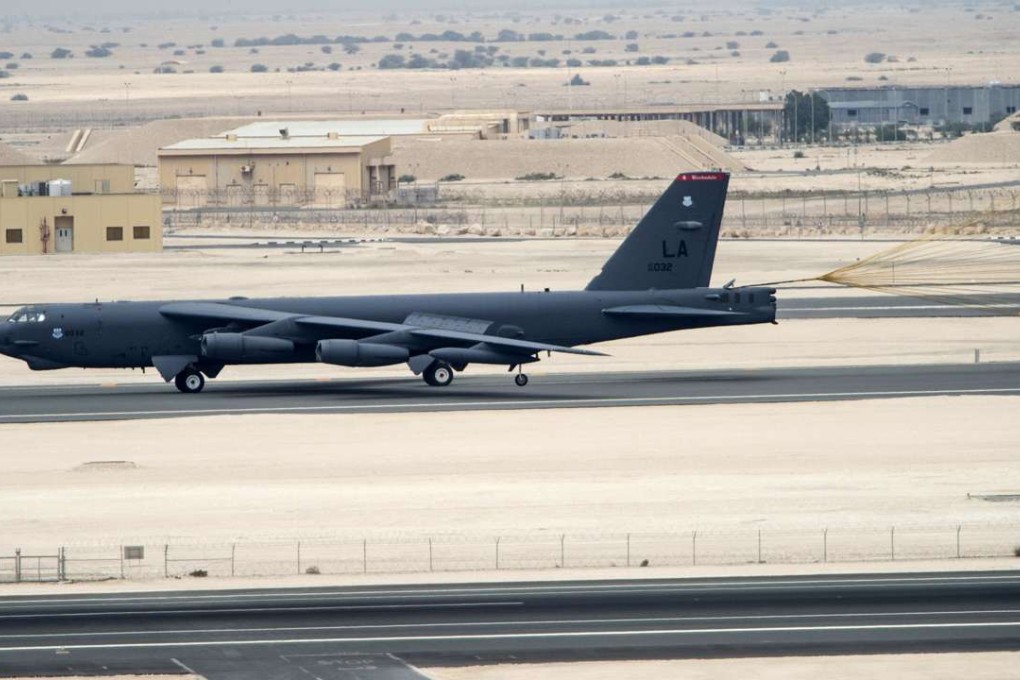 A US Air Force B-52 Stratofortress bomber touches down at Al Udeid Air Base, Qatar. Photo: Reuters