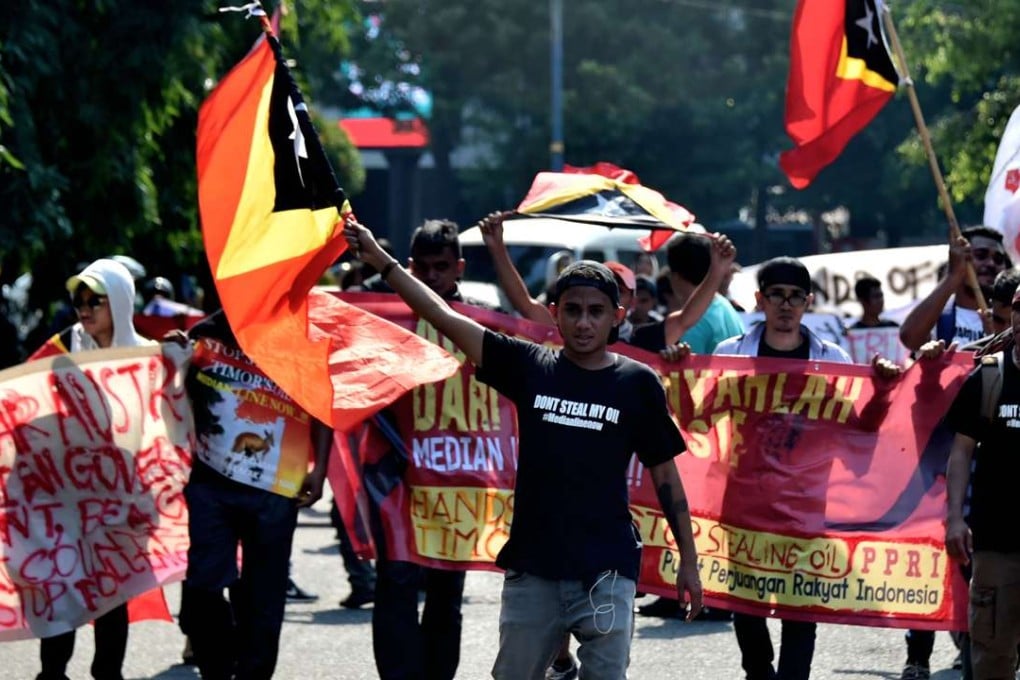 East Timorese students living in Indonesia participate in a rally in front of the Australian embassy in Jakarta. Photo: AFP