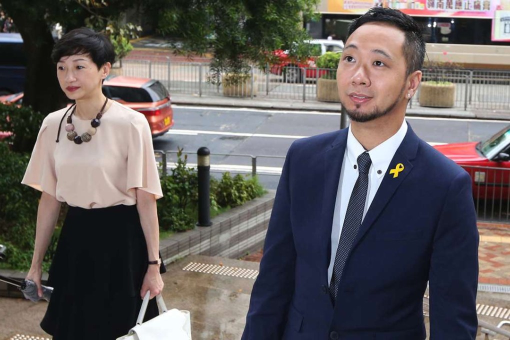Pro-democracy activist and Occupy protester Ken Tsang arriving at Kowloon City Court on Monday. Photo: David Wong