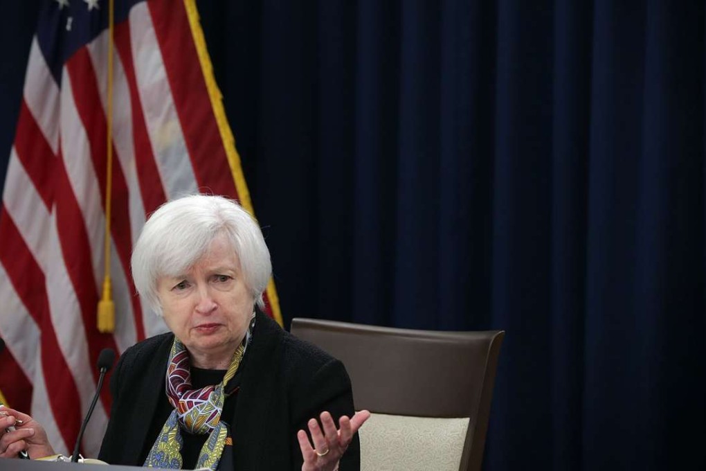 US Federal Reserve Board chairwoman Janet Yellen at a news conference in Washington last month. Photo: AFP