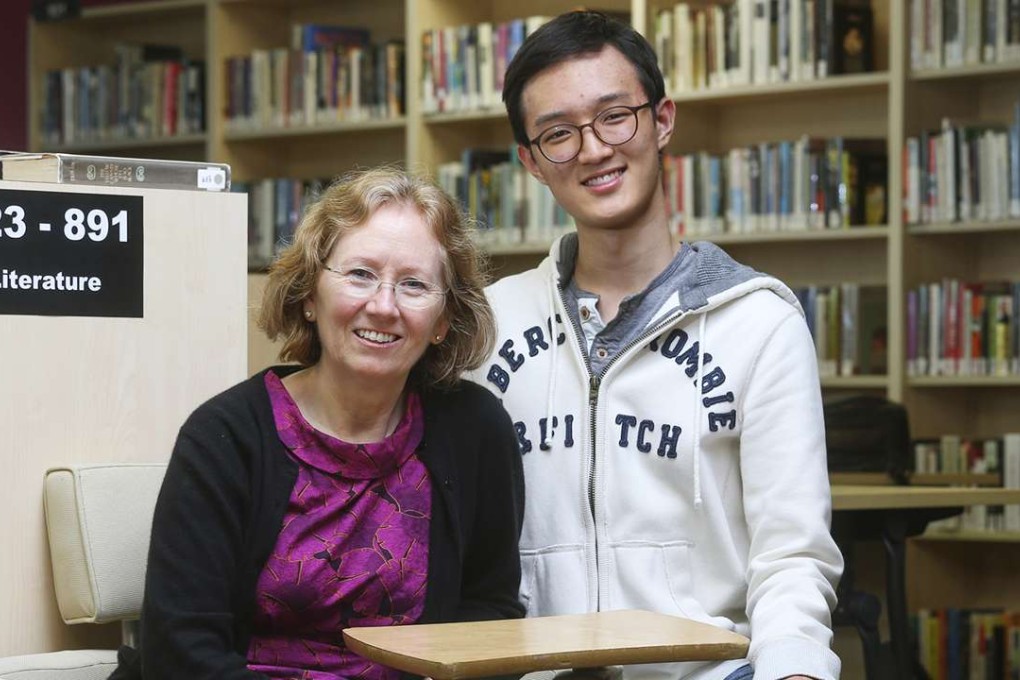 Hong Kong International School guidance counsellor Madeleine McGarrity with student Changwook Shim. Photo: K.Y. Cheng