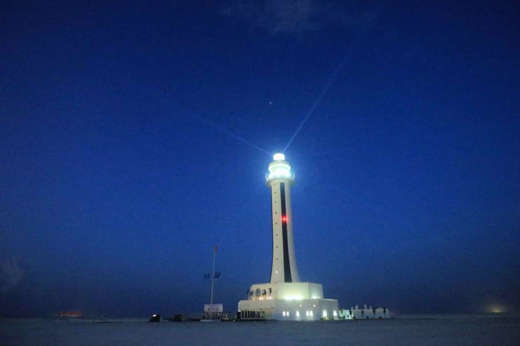 A lighthouse on Zhubi Reef in the South China Sea. Photo: Xinhua