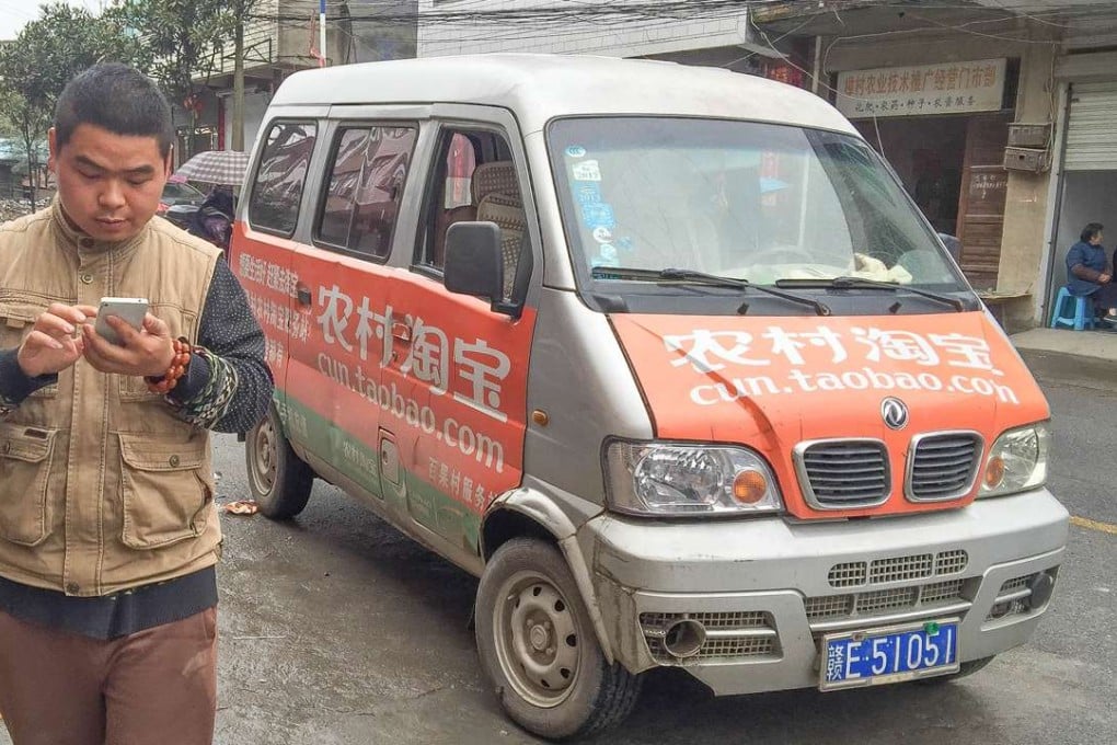 A Rural Taobao partner in the village of Baiguo uses this van to pick up produce from his farmer neighbours, which he then sells online. Photo: Los Angeles Times/TNS
