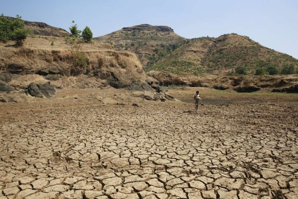A dried up pond is seen in Talagoan, 145km north-east of Mumbai, India. Another year of severe drought has left hundreds of millions reeling in at least 13 Indian states, and experts predict the situation will only worsen as summer stretches on. Photo: AP