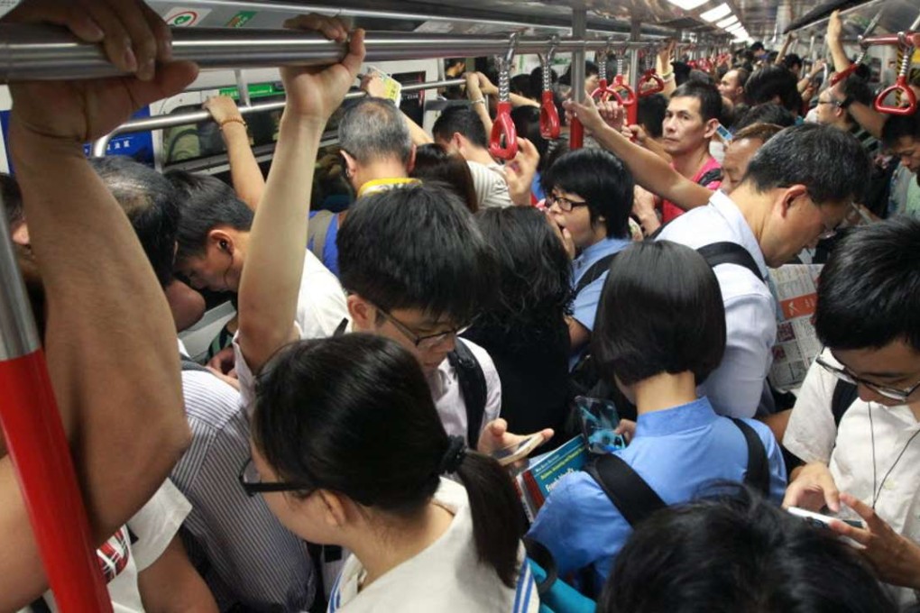 A crowded MTR train. Photo: SCMP Pictures