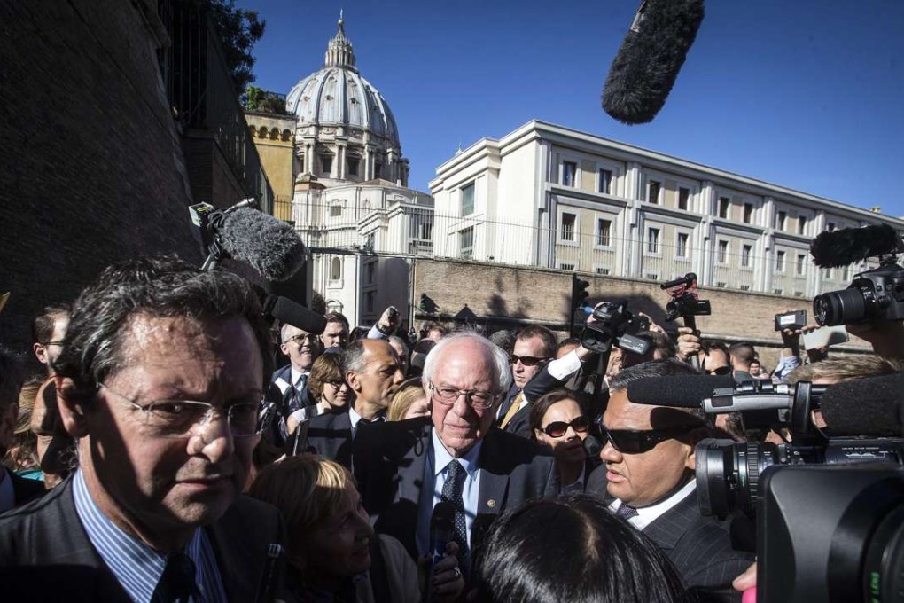 Bernie Sanders leaves the Vatican. Photo: AFP