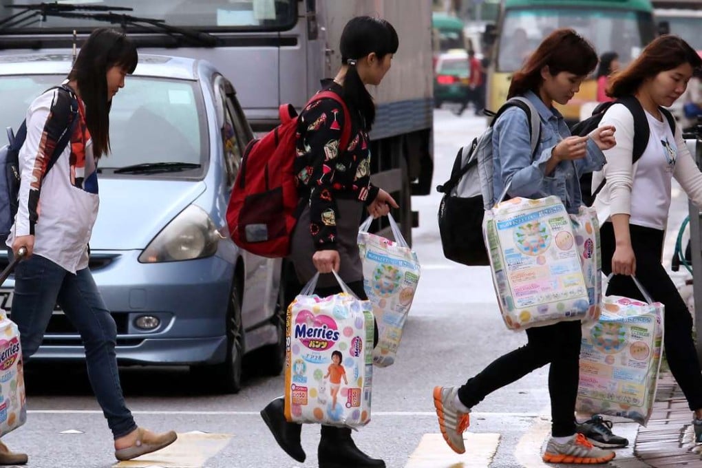 A group of women from the mainland load up on a shopping trip. Photo: Nora Tam