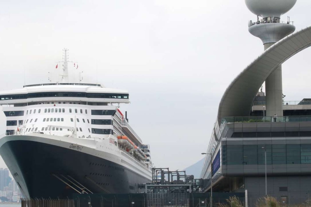 Cunard’s Queen Mary 2 is docked at the Kai Tak cruise terminal. Photo: David Wong
