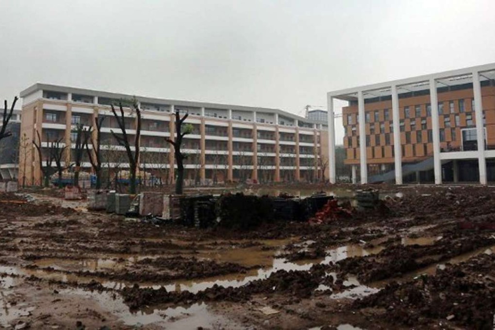 The Changzhou Foreign Languages School during construction. The site is locate next to three former chemical plants, where there are concerns about contaminated soil and water. Photo: 163.com
