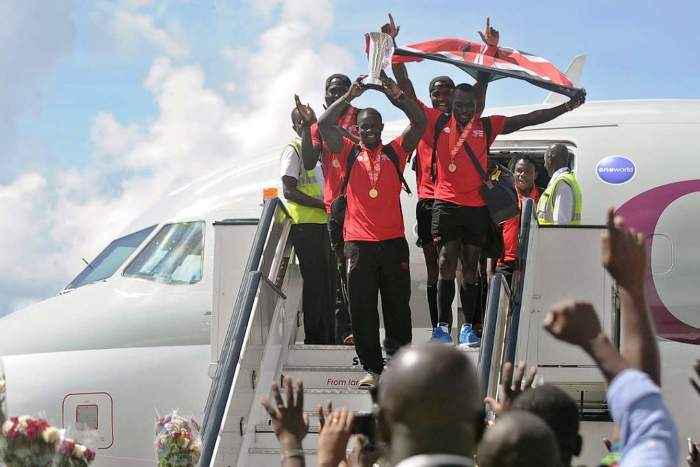 Kenya’s rugby sevens team were welcomed in Nairobi as heroes after scooping the country’s first World Series title – at the Singapore Sevens. Photo: AFP