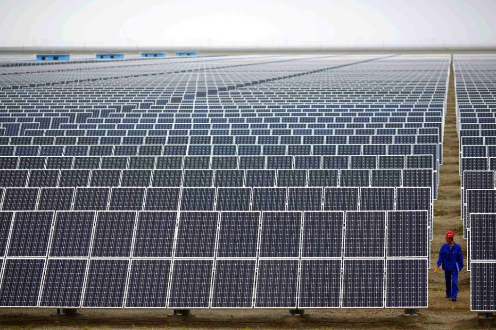 A solar farm in Dunhuang, Gansu Province. Despite optimistic forecasts that see China’s total energy from solar and wind increasing more than 13-fold till 2040, China will still be getting just 3 per cent from solar and wind by then. Photo: Reuters