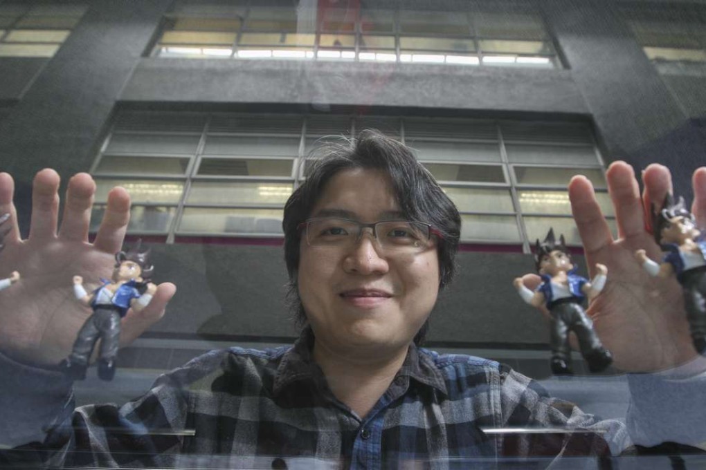 Game designer Marti Wong Kwok-hung with Little Fighter 2 dolls. Photo: Bruce Yan