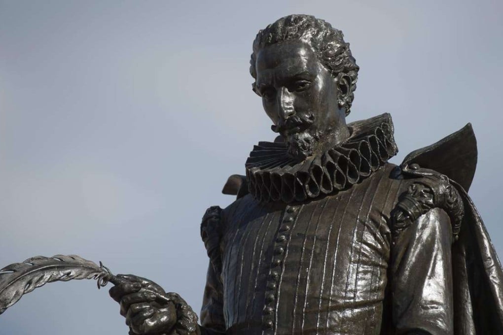 A statue of Don Quixote author Miguel de Cervantes Saavedra in Alcala de Henares, near Madrid. Retired engineer Diego Buendia has almost finished tweeting the writer’s most famous novel in time for the 400th anniversary of his death on April 22. Photo: AFP