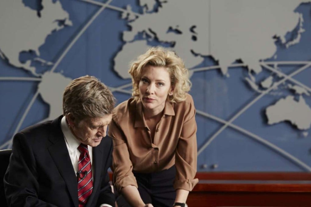 Cate Blanchett as Mary Mapes and Robert Redford as Dan Rather in Truth (category IIB). The James Vanderbilt film also stars Dennis Quaid.