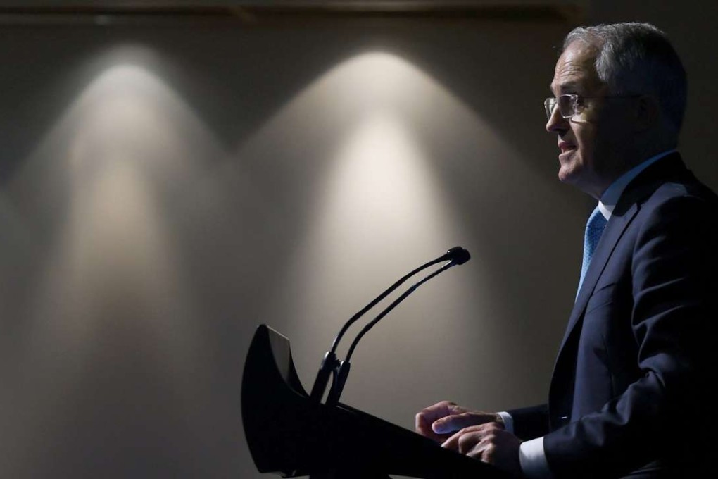 Australian Prime Minister Malcolm Turnbull announces the federal government's Cyber Security Strategy. Photo: EPA
