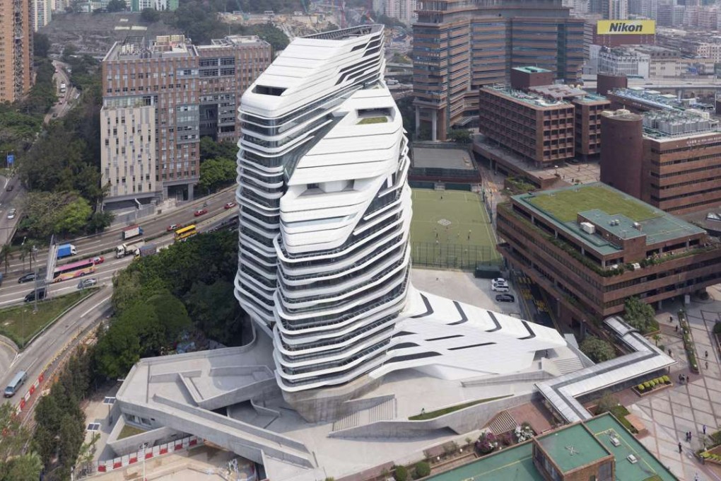 The Jockey Club Innovation Tower, designed by Zaha Hadid and home to Polytechnic University’s school of design. Photo: SCMP Pictures