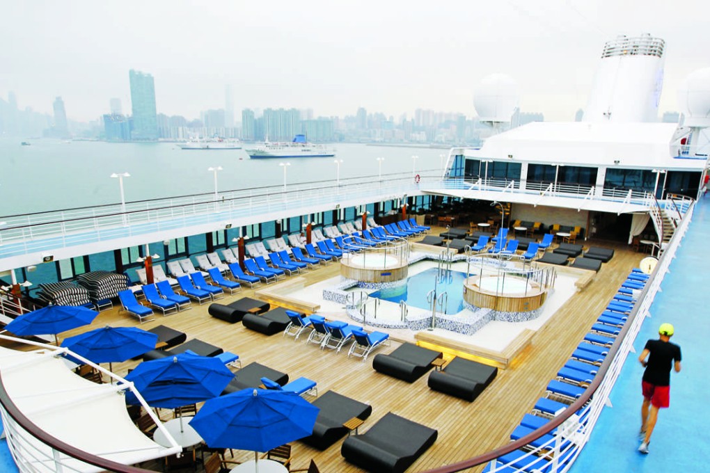 The pool deck on the Ocean Insignia that berthed recently at Hong Kong’s Kai Tak cruise terminal. Photo: Bruce Yan