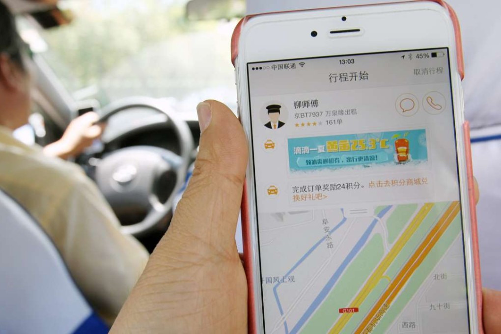 A smart phone showing a customer using Didi in Beijing, China. Photo: Simon Song