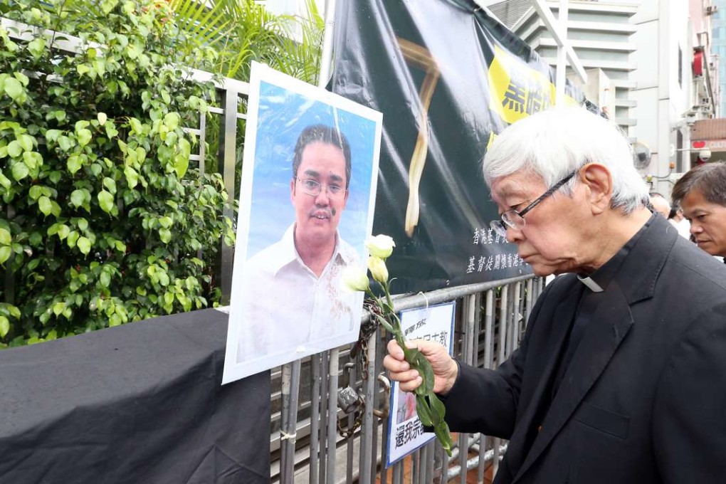Chinese Cardinal of the Catholic Church Joseph Zen Ze-kiun at the protest. Photo: K. Y. Cheng