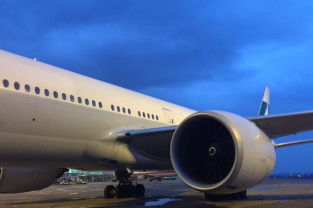 A passenger photographed the Cathay Pacific plane that made an emergency landing in a mainland Chinese city en-route to London. Photo: SCMP Pictures