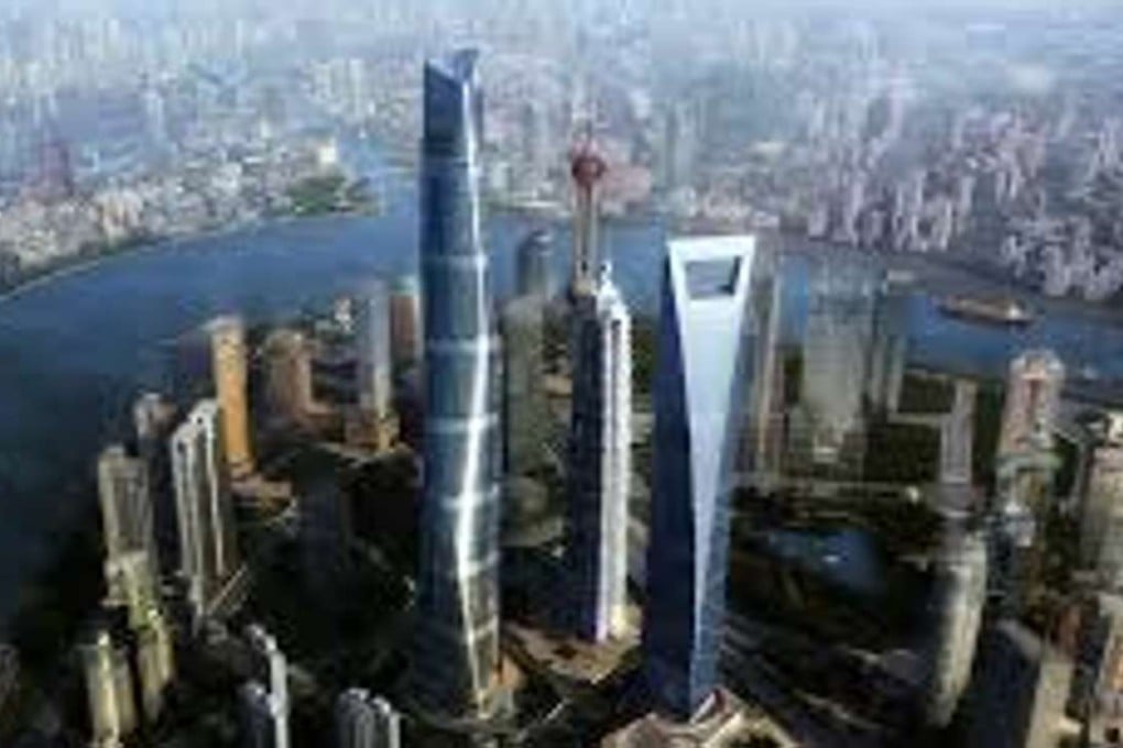 An artist’s rendition of the Shanghai Tower, centre left. Photo: SCMP Pictures